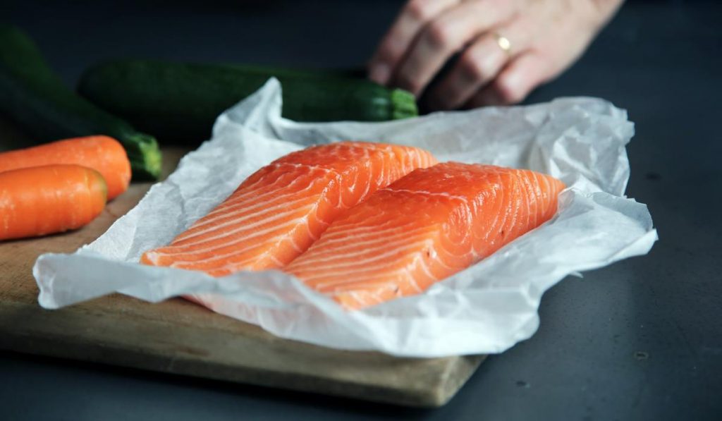 The salmon can prevent blood clots, triglycerides, and widen constricted blood vessels.